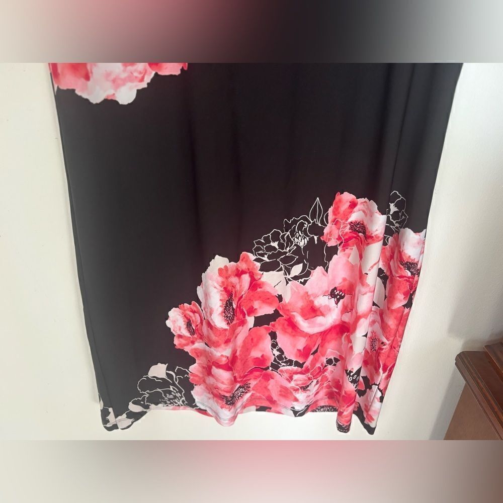 Chico's Black Pink Floral Short Sleeve Shift Dress Chico's Size 3 - Picture 11 of 12